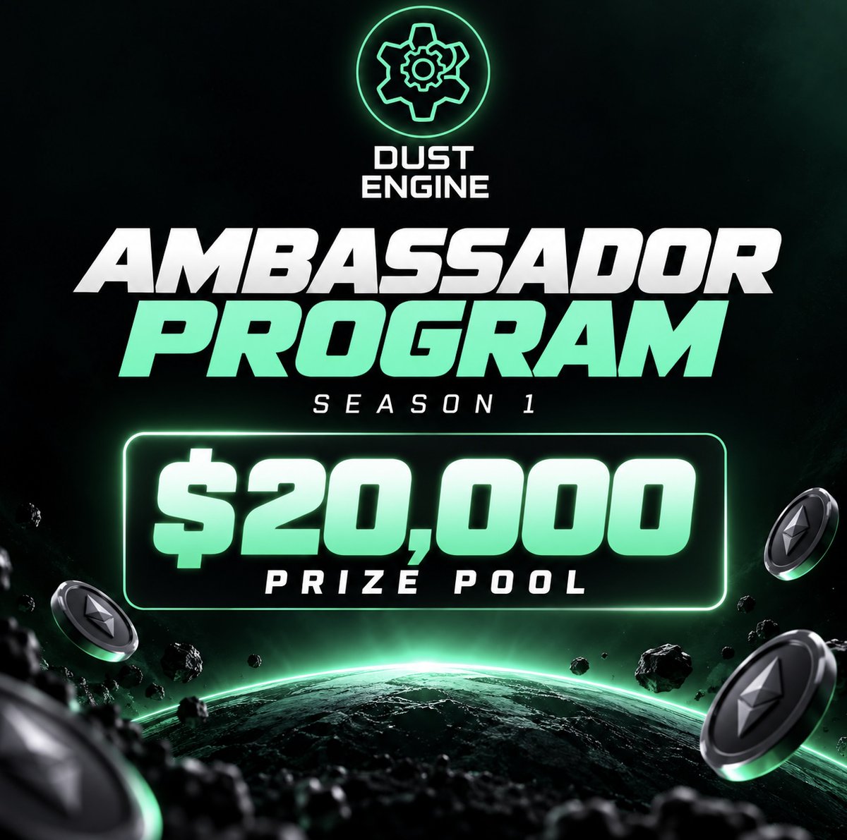 dustengineapp's tweet photo. Dust Engine Season 1 is live β‘οΈ
$20,000 prize pool.
Earn points from Clean Dust, Bridge, referrals & X content.
And thereβs no points ceiling β every point matters.
The more the community grows, the bigger the prize pool gets.
+$5,000 for every additional $1M in Bridge + Clean Dust volume.
π The top 50 creators will share a $20,000 USDC prize pool.
Become part of Season 1 β https://t.co/7hs7bmh0Vb
#DustEngine