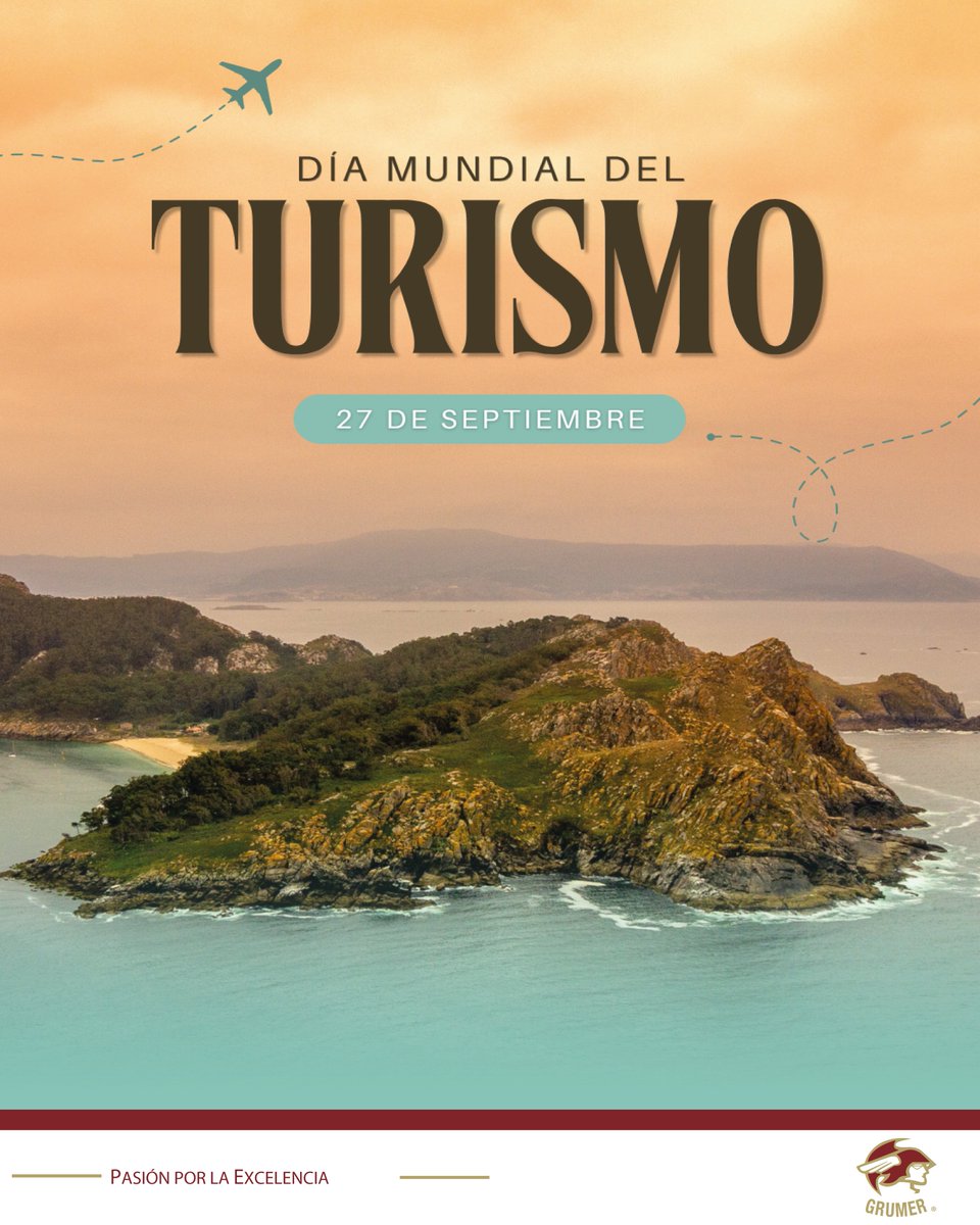 GrumerMx's tweet photo. 27 de septiembre | Día Mundial del Turismo

El turismo conecta culturas, impulsa el desarrollo y promueve el aprecio por la riqueza natural e histórica de cada región. En Grumer, reconocemos su valor para fortalecer el entendimiento y la diversidad cultural. ✈️
#Turismo #Cultura https://t.co/OqdhZAayvo