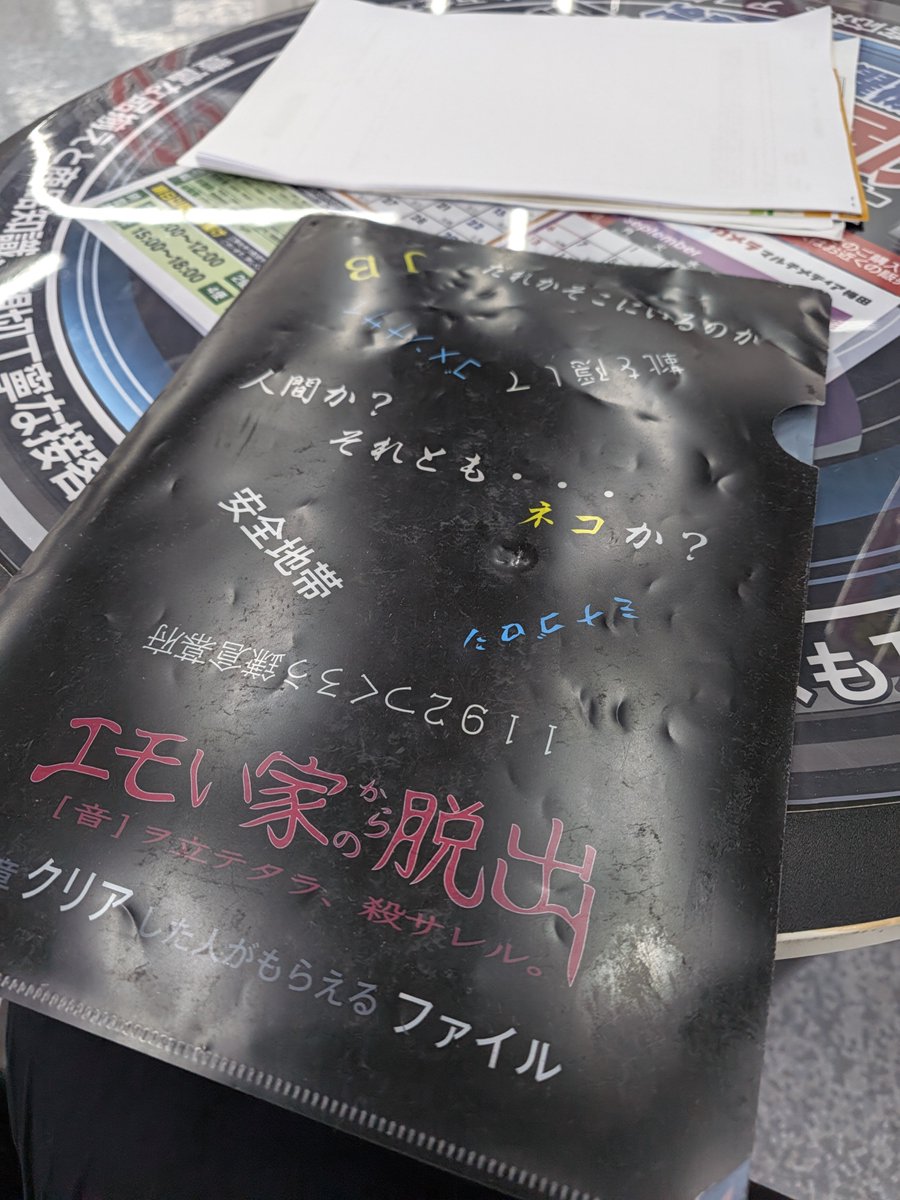tenko3's tweet photo. 買い替えたスマホの件で聞きたいことあってお店に来たんだけど、書類一式をエモい家のクリアファイルに入れてきてしまって羞恥極まりない。
#エモい家 https://t.co/5WJJ0CQ3cW