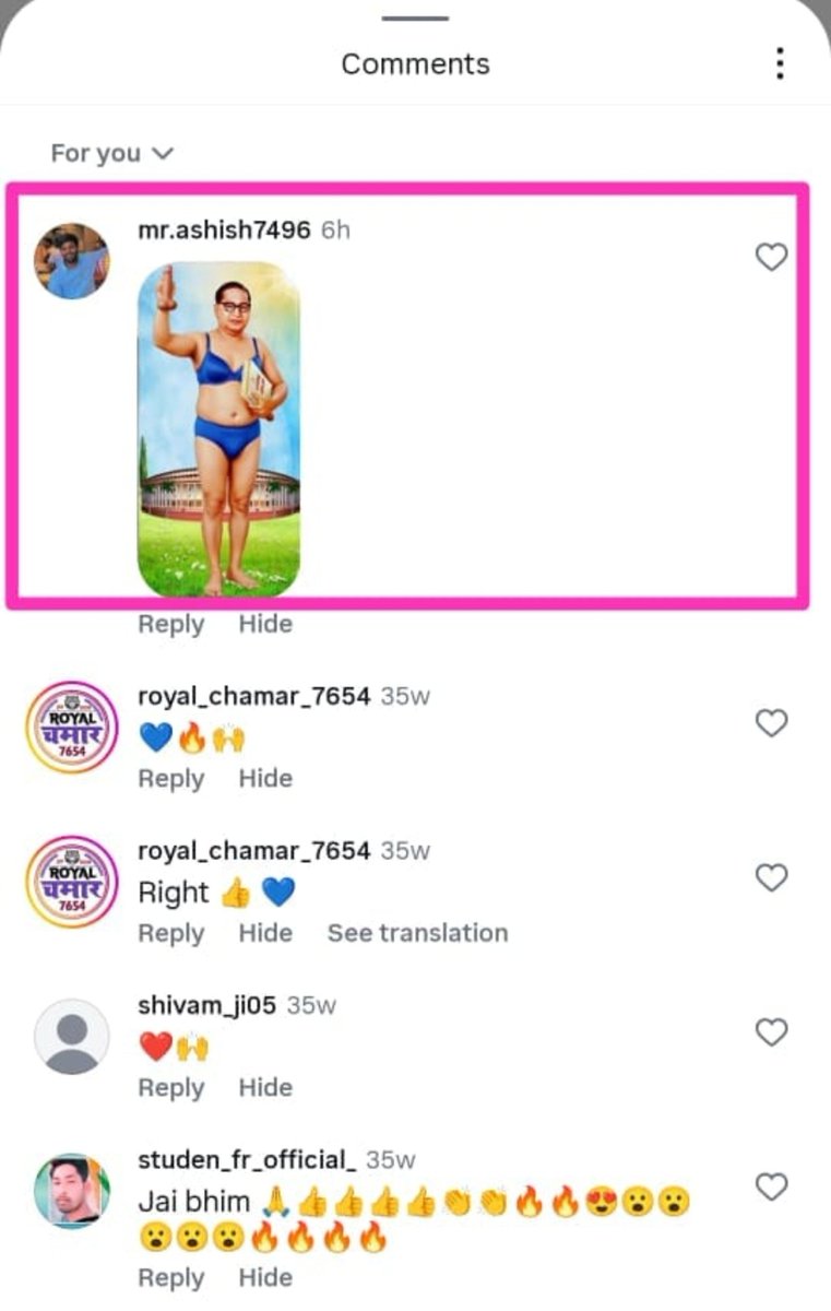 Bahujansenaa's tweet photo. Must Tag & Repost Everyone✊🚨

महोदय @meerutpolice कृपया मामले को संज्ञान ले 👇

आरोपी का नाम:आशीष
थाना:- गंगानगर

महोदय उक्त अभियुक्त के  द्वारा सोशल मीडिया इंस्टाग्राम पर "बाबा साहब भीमराव अंबेडकर जी" पर  अभद्र/अपमानजनक टिप्पणी किया गया है, जो बेहद निन्दनीय कृत्य है और बर्दाश्त योग्य नहीं है !!

इस तरह का कृत्य न कि "महापुरूषों" के सम्मान के साथ खिलवाड़ है,बल्कि सामाजिक माहौल को खराब कर दंगे करवाने जैसा है !!

 @adgzonemeerut तत्काल मामले को संज्ञान में लेकर आरोपी के विरुद्ध मुकदमा पंजीकृत कर गिरफ्तारी करे जिससे सामाजिक शाहौर्द बना रहे !!

Requesting to:- @digrangemeerut @Uppolice @meerutpolice Arrest Him ASAP 🖐️🤬