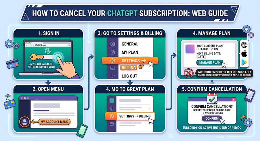 SmashingApps's tweet photo. How to cancel your #ChatGPT subscription on web, iPhone, or #Android — plus why cancelling doesn’t always stop the next charge, and how to actually fix it.

https://t.co/ppDiXOKZt0 https://t.co/4O4ZG5F8kp