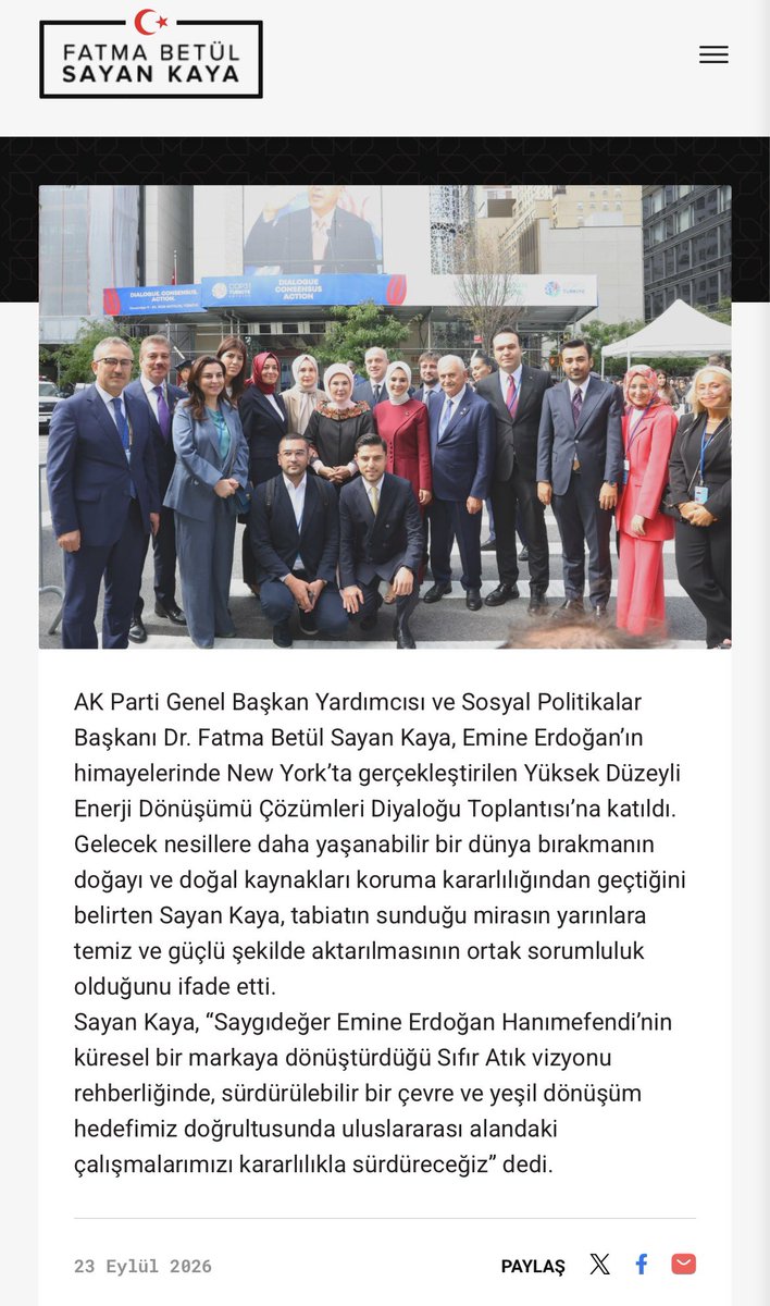 oeonoencueonr's tweet photo. Fatma Betül Sayan da BM toplantısı için New York’a gitmiş. Hatta kendi web sitesinde 23 Eylül’de bir fotoğrafı yüklemiş. Sayan, AKP heyetiyle çektirdiği fotoğraf. Yani ülkede fon vurgunu konuşulurken, işin merkezinde olan Sayan New York’ta BM’de. https://t.co/d3OAGT9HdG