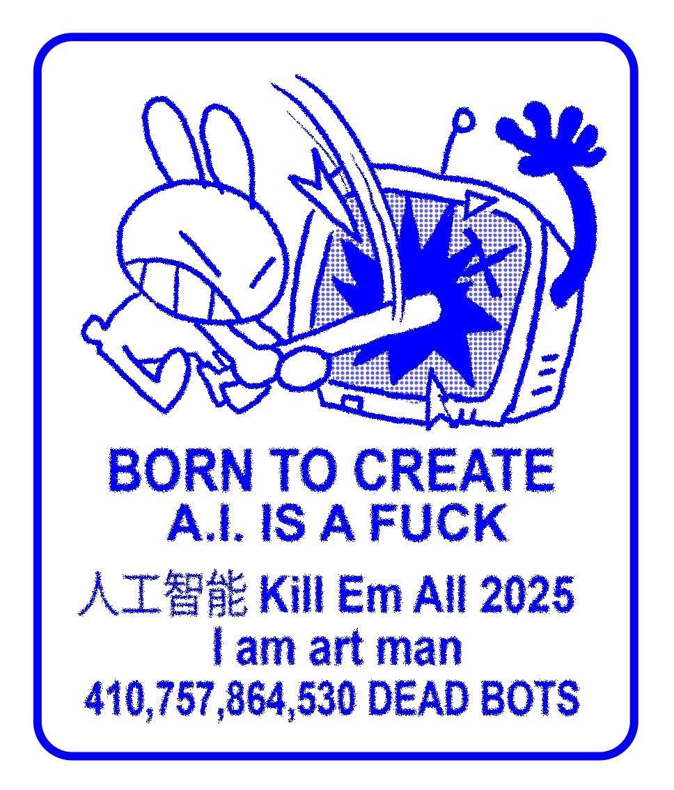 pmamtraveller's tweet photo. an anti-generative AI design and sticker created by artist Rob Cham https://t.co/MuBb1x1OpQ