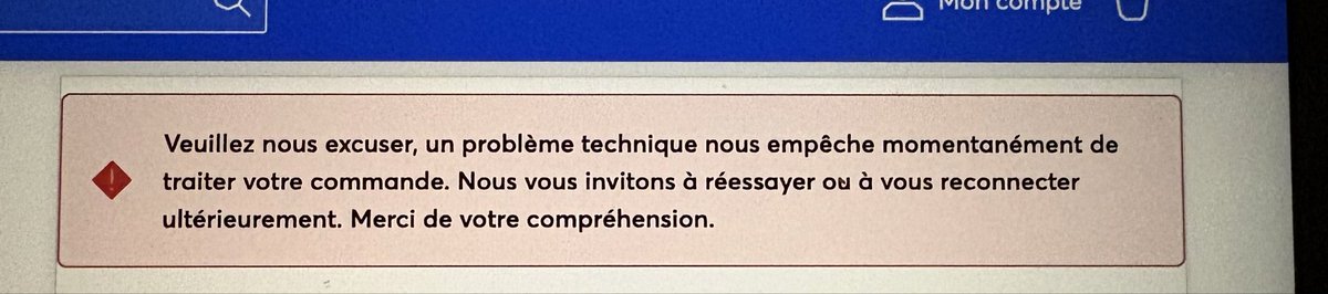pollyesth's tweet photo. @Sergefirmin_ @Ticketmaster Pareil ici. J’avais deux billets dans mon panier. Au moment de payer, ça me renvoie sur la page d’accueil. Depuis, ce message en boucle… https://t.co/xItMVt1hFT
