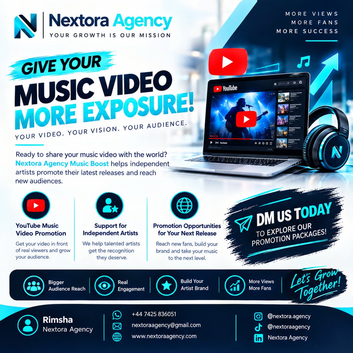 NextoraAgency's tweet photo. 🎬 GIVE YOUR MUSIC VIDEO MORE EXPOSURE!
Your video. Your vision. Your audience. 🌍
Ready to share your music video with the world?
📩 DM us today to explore our promotion packages!
#youtubevideopromotion #musicvideopromotion #musicpromotion #independentartist #newmusic https://t.co/oQPH3QL9AR