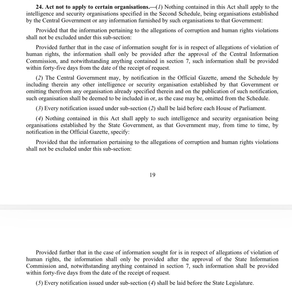 arvindgunasekar's tweet photo. Absurd clarification from Nirmal Kumar, the entire Public (Law and Order) Department has been added to the Second Schedule of the RTI Act (Exempted Department/Authorities) through Sec 24(4) of the RTI Act.

Not just a few clauses but the entire Public (Law and Order) Department has been exempted from the RTI Act as per the notification issued by the Human Resources Management Department, Tamil Nadu. 

This is akin to the Department of Home in MHA being exempted from the RTI Act.

Also, as per Sec 24(5) of the RTI Act, the said notification of the Tamil Nadu Govt has to be laid before the State Legislature, hope the Opposition Parties will oppose this firmly in the Assembly.