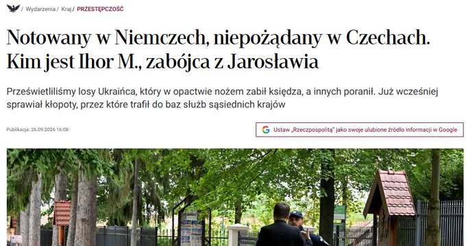 MarekMa25175489's tweet photo. Zwyczajny bandzior wiedzieli o tym Niemcy, Czesi i się go pozbyli a Polska tak pilnuje swoich granic, że ukraiński bandyta został wpuszczony do Polski bez żadnej kontroli mimo, że miał bogata kartotekę przestępczą.
A teraz jeszcze robią z mordercy wariata.
Dzięki @MKierwinski https://t.co/YIbrmIHIRc