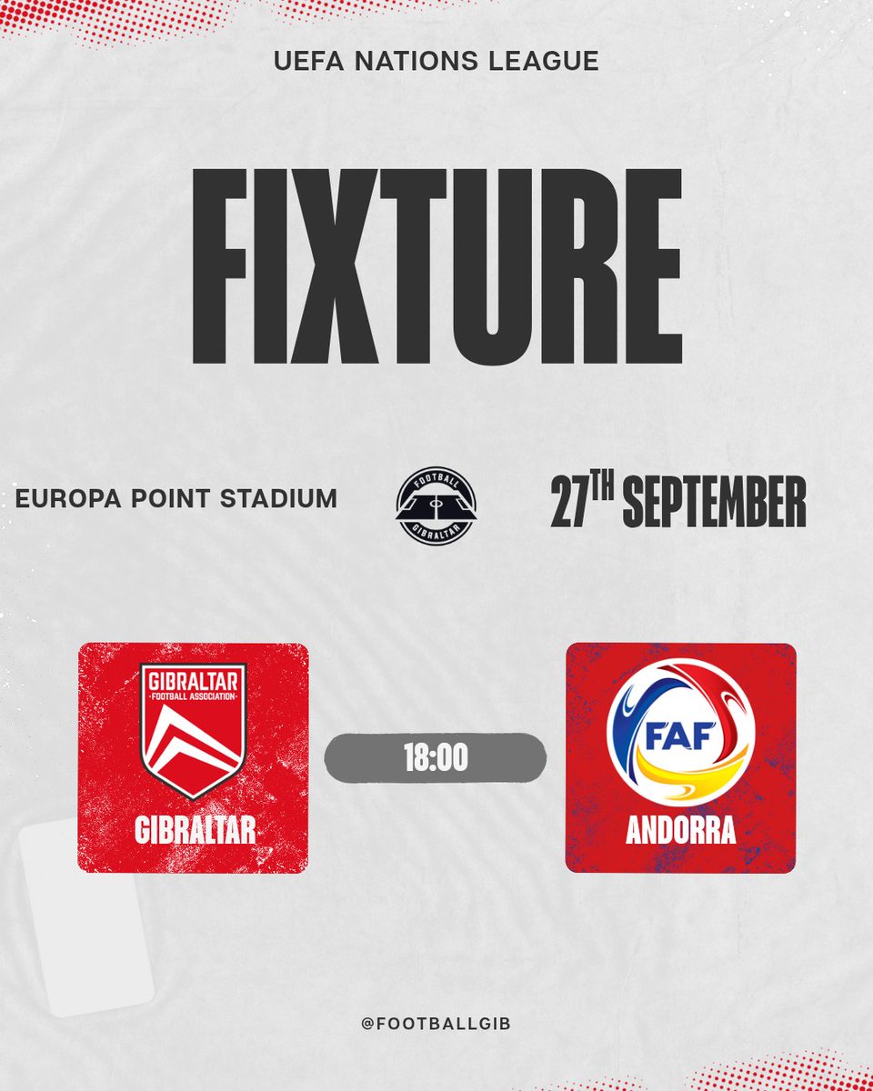 FootballGib's tweet photo. Gibraltar 🇬🇮 kick-start their UEFA Nations League campaign this evening, when they host Andorra 🇦🇩 at the Europa Point Stadium.
#Gibraltar #UNL #GIBAND https://t.co/l3Q3X0tKwO