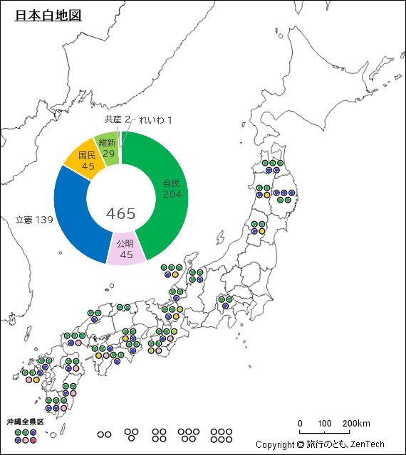 KOH1176060's tweet photo. 衆院選2024を中選挙区比例代表制でやるとこうなった！
（全県区の結果と全体の議席結果、詳しくは過去ツイ参照）
定数3～6・ドント方式・非拘束名簿（無所属立候補可）
お待たせしました。
なんと自公で過半数。
それだけ得票していたとは言える。
議席の振れ幅が少ない特徴。
#中選挙区比例代表制 https://t.co/Qk7WFZxA4u