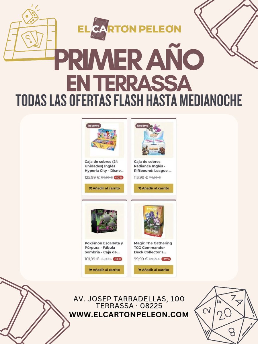elcartonpeleon's tweet photo. 🎂 ¡Peleones! Hoy se cumple un año desde que abrimos las puertas de nuestra tienda en Terrassa, pero no olvidamos cómo comenzamos. Nuestros inicios fueron como tienda online, y cada pedido que nos habéis hecho desde entonces nos ha llevado hasta aquí. 

Para celebrarlo con vosotros, vuelven todas las ofertas flash de la semana (tanto en web como en tienda). Solo hoy, hasta medianoche. ¡Gracias por este año!

https://t.co/EGNRlDjbWl
