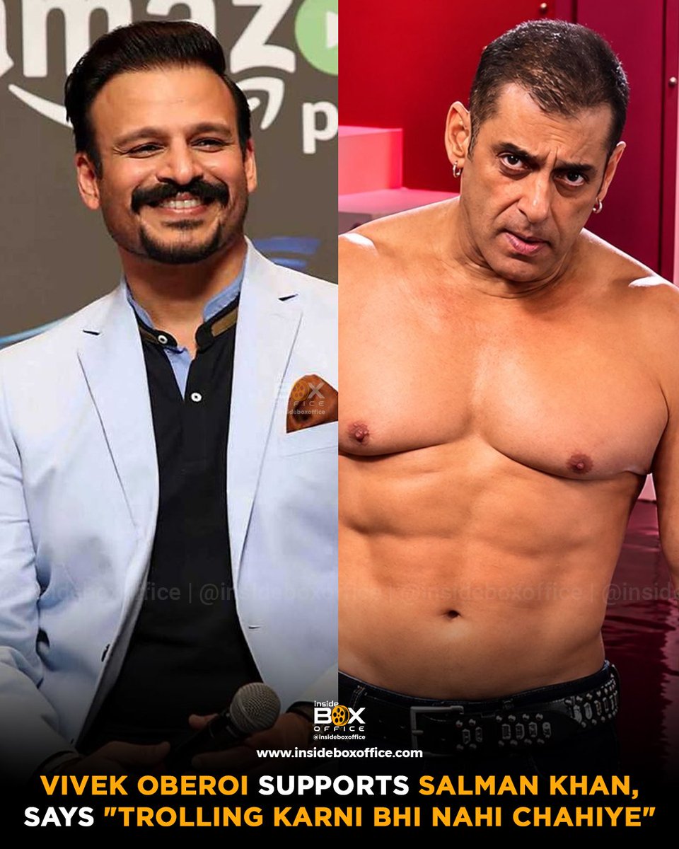 InsideBoxOffice's tweet photo. #SalmanKhan's recent viral instance, where the superstar went shirtless on #BiggBoss20 and gave a message against Katrina Kaif's body shaming, took over the internet. Surprisingly, #VivekOberoi has supported this act of Salman Khan.

Vivek Oberoi stated, "Trolling karna bhi nahi chahiye, trolling negative cheez hai, positive kaam itne hain life mein karne ke liye, kya negative mein pade ho."

Did you ever expect that Vivek Oberoi would come in support of Salman Khan during such an instance?