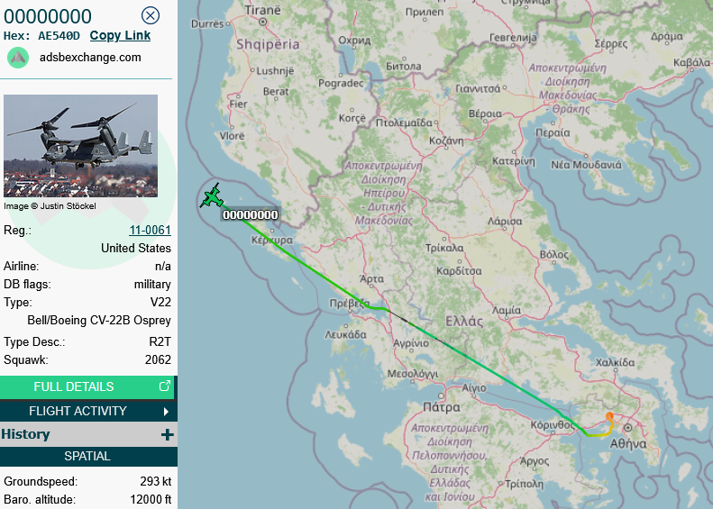 SirListenalot's tweet photo. Maybe without #CV22's... as I just caught #RAVE44 flight out of Elefsis changing to Brindisi ATC 🙂 https://t.co/N9Gyu88MAW