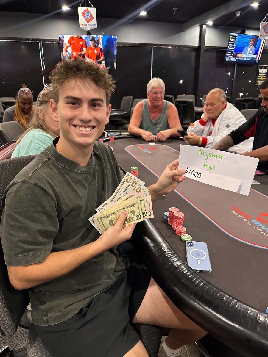 mad_river_poker's tweet photo. ๐ฐ Some of our Mystery High Hands winners from yesterday! We gave away $10,000 in high hands yesterday! Keep your eyes peeled for our next high hand day! Congratulations to all the high hand winners!
#DaytonPoker #Poker #HighHands #LiveAction #LiveAction #CashGames https://t.co/fB34T7ChYi