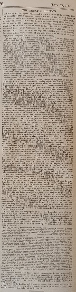 HookedWit's tweet photo. Just this article 175 years ago today in the Illustrated London News, looking forward to the closing of the exhibition, and what might happen after: https://t.co/zfUK76Ud4n