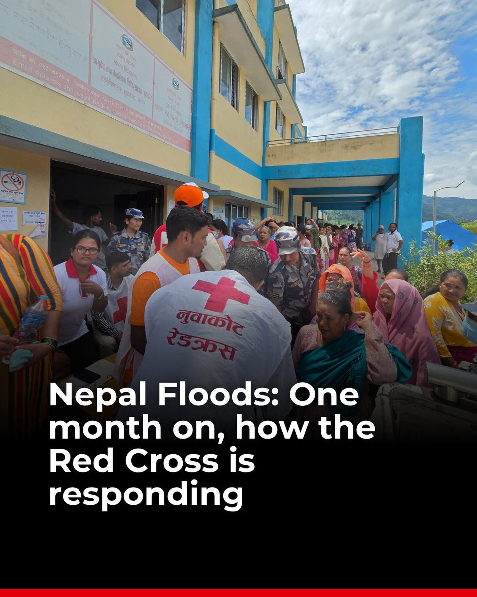 ifrc's tweet photo. The floodwaters may have receded, but for thousands of people in Nepal, the crisis is far from over. 

Swipe through to see how @NepalRedCross teams, supported by the @IFRC network, are helping communities recover, rebuild and prepare for the future. 👉https://t.co/GhsBdcckQa https://t.co/Q0wM1dLzkm