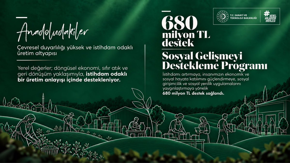 KalkinmaAjansGM's tweet photo. 📢Genel Müdürlüğümüz tarafından hazırlanan 2025 Yılı Kalkınma Ajansları Sürdürülebilirlik Raporu yayımlandı. 

Kalkınma ajanslarımızın faaliyet ve projelerinin her aşamasına sürdürülebilirlik ilkelerini daha güçlü şekilde entegre ediyor; geleceğimiz için sorumlulukla hareket ediyoruz.

Rapora ulaşmak için👇🏻
🔗https://t.co/0KsnHa3PFg

@mfatihkacir @TCSanayi