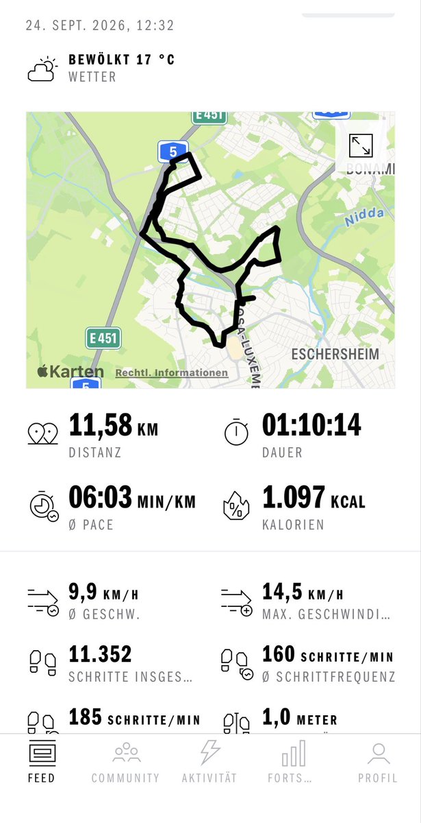 Peter_der_Bayer's tweet photo. So, die härteste Woche (12/16) der Vorbereitung auf den Frankfurt-Marathon ist geschafft! Die drei Läufe Donnerstag, Samstag und heute waren für mich richtig gut. 
Ich bin zu 100% im Plan. 🏃🏻‍♂️‍➡️🌆🥵 #runtheskyline am 25.10. kann kommen. 🥳 https://t.co/4bzfky9G3v