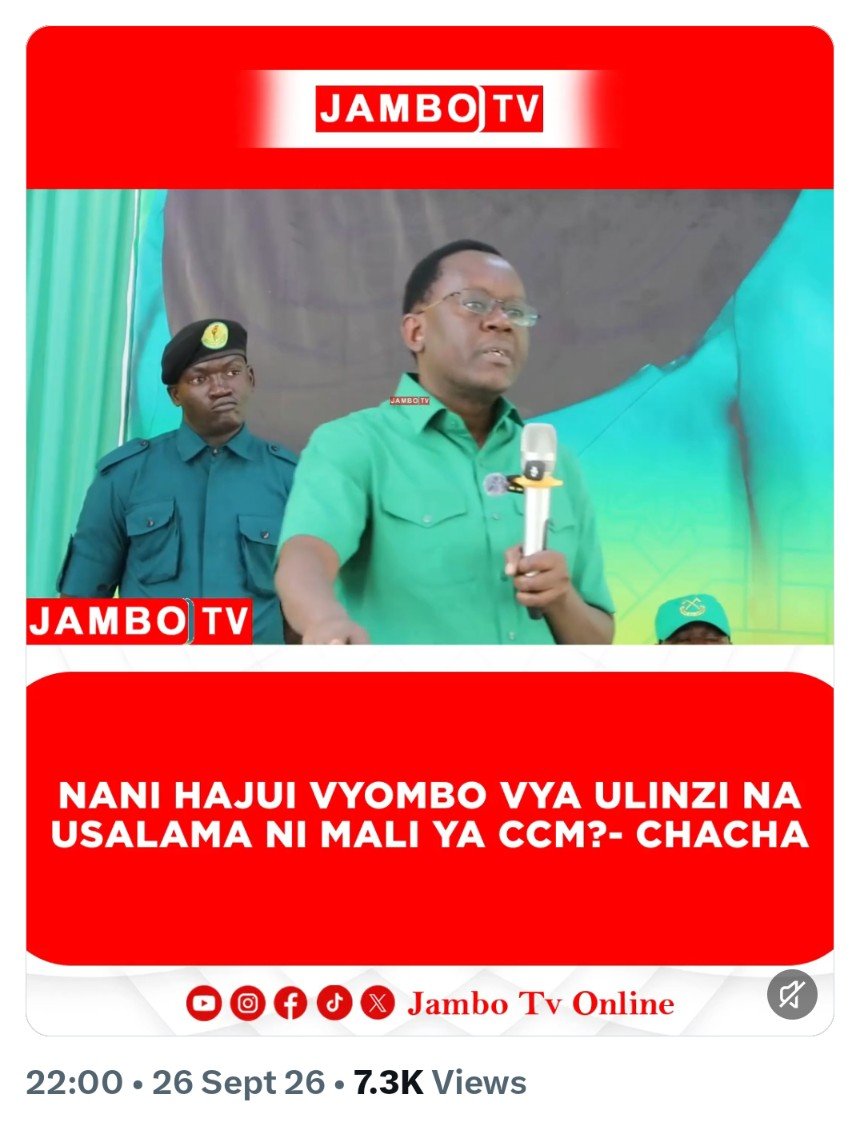 HarryGodfirst's tweet photo. Chacha ni msema kweli.....

Huyu atakuwa anafahamu alipo hata Makamu wa Raisi,Dkt. John NCHIMBI. Novena ziendelee atatueleza tu siku sio nyingi. 

Hili la VYOMBO VYA ULINZI na USALAMA ni Mali ya ccm tunalifahamu muda mrefu sana tulitaka tu kauli ya kuthibitisha Hilo. Ahsante. https://t.co/Lq5uEqNfUG