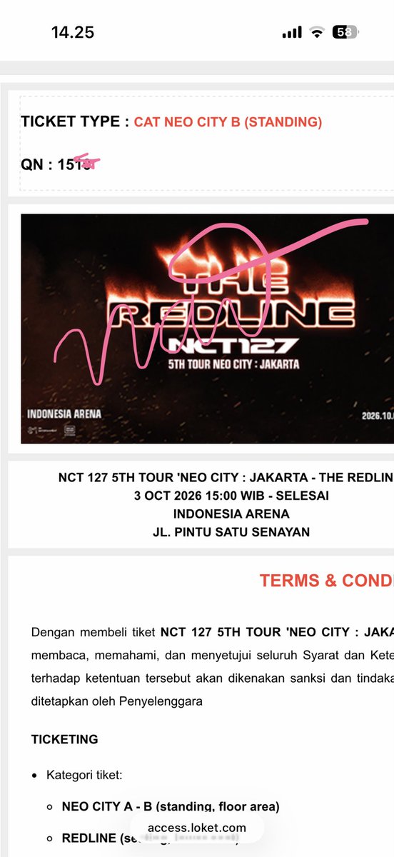 sssunfullsun's tweet photo. #WTB #WTT 1 Tix Redline in JKT
1 TIX NEO CITY B QN 151x
4.300.000 (bisa di nego pls) 
di urus sampai fisik
dp kecil atau COD ✅

TRADE TO NEO CITY A
QN 300-1000
willing to pay more!!
DM pliss 🥹 https://t.co/0wHrc5rMJk