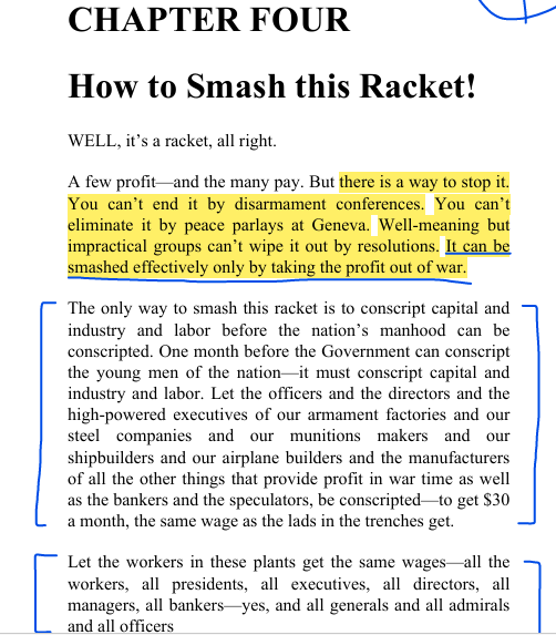 AnandaPradip's tweet photo. Smedley Butler's solution to this war racket: taking those big business execs, MIC industrialists to the frontline before the working class. If he's still alive, Smedley could've directed this message to Zelensky, Boris Johnson, Tony Blair, or even Elon Musk.
#warisaracket https://t.co/FBgCcDRCPm