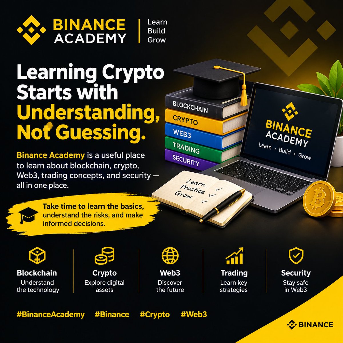 Askajiji's tweet photo. Crypto isn’t just about charts and price moves. 📚
Understanding blockchain, Web3, trading concepts, and security is where real knowledge begins.
I’m using Binance Academy to keep learning, improve my crypto knowledge, and make better-informed decisions.
#BinanceAcademy #Binance https://t.co/gXA9ZXDy6l