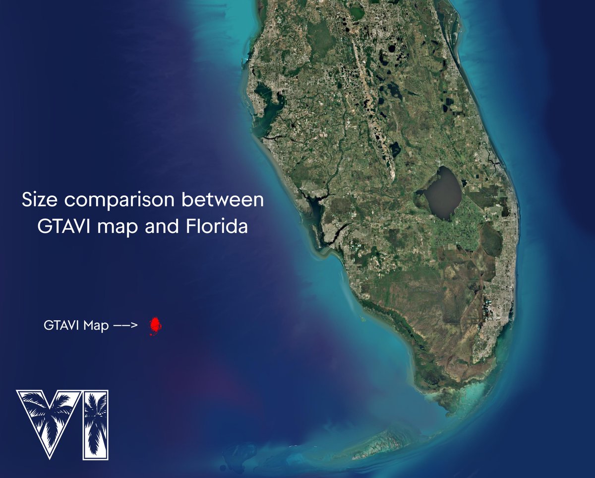 KINGAMING_X's tweet photo. Size comparison between GTAVI map and Florida https://t.co/osN2tXjMCG