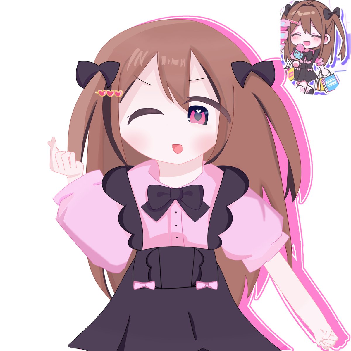 tkjlfYui0919's tweet photo. 地雷服の女子主人公ちゃんが可愛かったので描きました🩷🖤
（でも地雷服がどうなってるのかはミリしらなので体おかしいです）
#ラブコメスイッチ
#LVCSFA https://t.co/LU5ra4YrSy