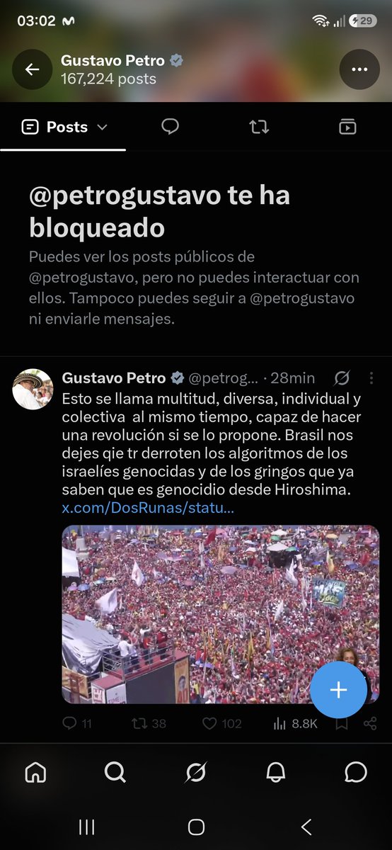 Andres_Hechos's tweet photo. El video no es una revolución. Es un acto de campaña de Lula en Recife, nueve días antes de las elecciones.

@petrogustavo , ya fuera del Palacio, toma una marcha electoral y la carga con “israelíes genocidas” y con Hiroshima. Mezcla tres cosas distintas y las vende como una sola.

La Convención de 1948 exige, para hablar de genocidio, la intención de destruir un grupo nacional, étnico, racial o religioso. Hiroshima fue un acto de guerra para forzar la rendición de un imperio que había invadido Asia y atacado Pearl Harbor. Esa palabra no es un adjetivo de red.

En mayo de 2024 Petro rompió relaciones con Israel. Hamás celebró la decisión. El gobierno que lo relevó restableció lazos, visados y cooperación. El país ya midió el costo de esa diplomacia.

Si el argumento necesita llamar genocidio a todo lo que no le gusta, el argumento se acabó. Brasil no vota con esa consigna.