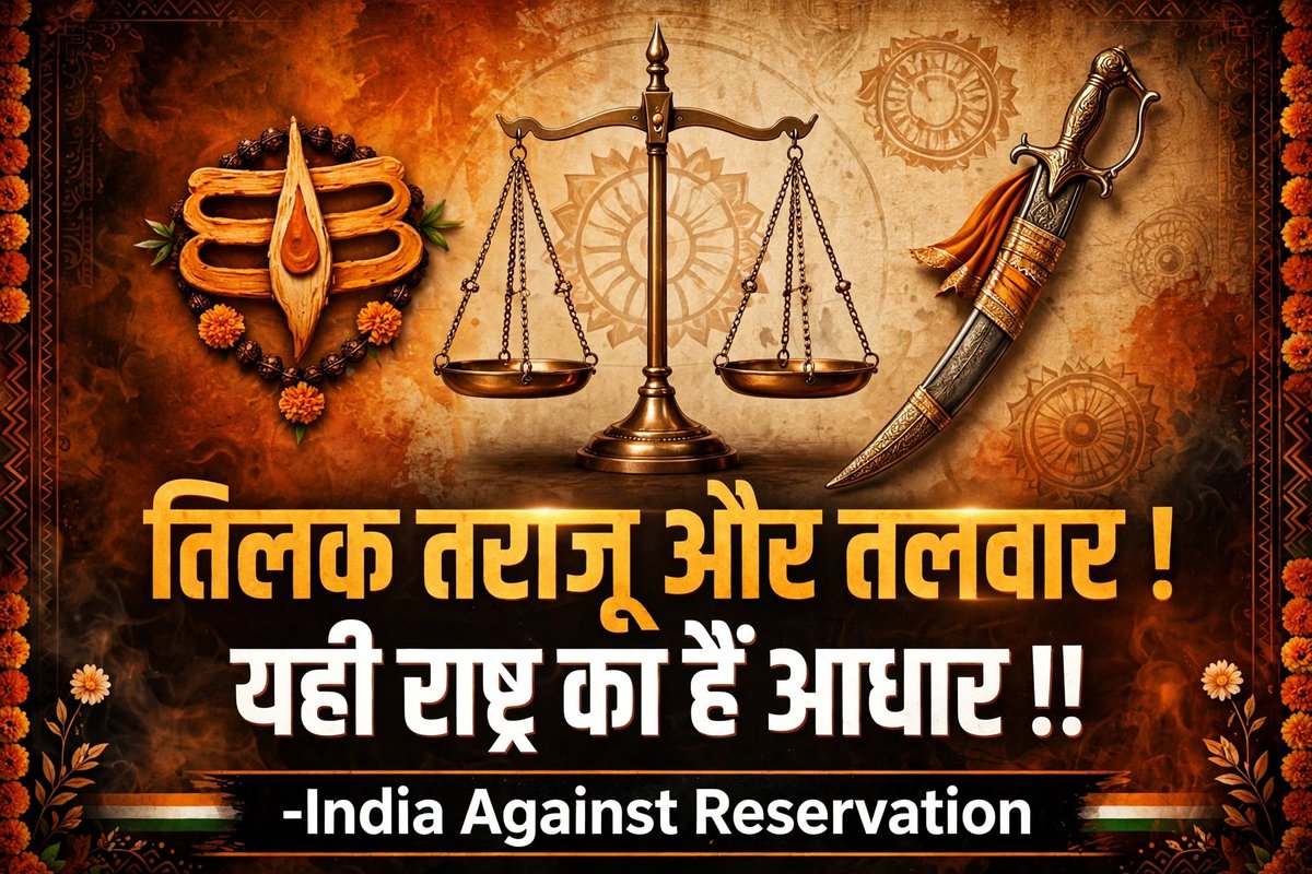 IAReservation's tweet photo. सवर्ण एक बार फिर से कान खोलकर सुनें

देश मे आरक्षण रहेगा या नही ?

SC ST Act खत्म होगा या नही ?

UGC Notification वापस होगा या नही ?

इन सब सवालों का जबाब और समाधान सिर्फ 55% आबादी वाले सवर्णों के पास है

उसके लिए सभी सवर्णों को एकजुट होकर सभी राजनीतिक दलों और नेताओं से बराबर की दूरी बनानी होगी और हार जीत की चिंता किये बिना सवर्ण पार्टी और उसके सवर्ण प्रत्याशी को ही वोट देना होगा।

सवर्णों को पहला मौका 2027 के UP विधानसभा चुनावों में मिलेगा

UP के चुनावों में ही अगर सवर्णों ने अपनी एकजुटता दिखा दी तो आरक्षण, Modi Act और UGC Notification खुद ब खुद हट जाएंगे।

बिना झटका खाये यह सरकार सुधरने वाली नही है।