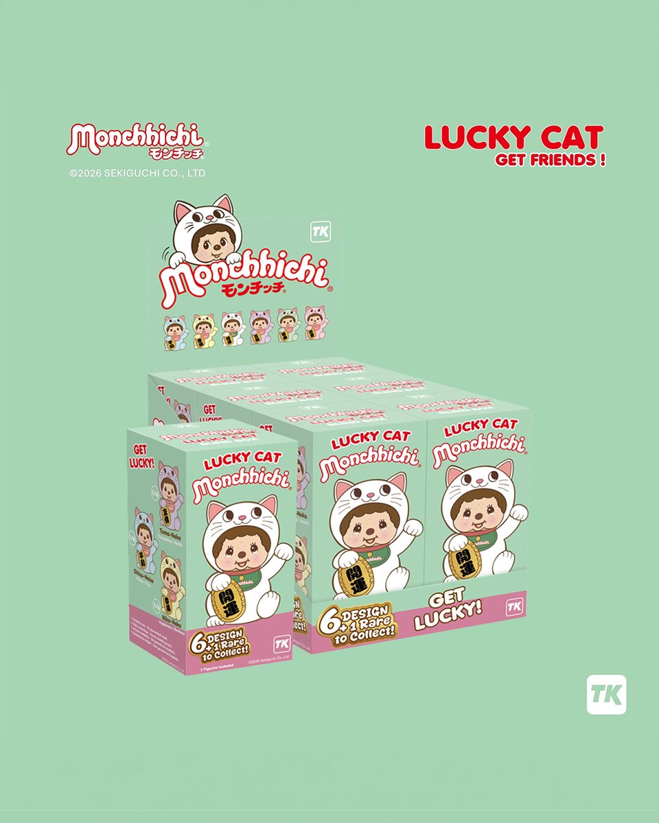 _ABYstyle's tweet photo. Feeling lucky? 🍀🐱

Meet the Monchhichi Lucky Cat Blind Box: 1 mystery figure + collector card, with 6 characters to collect and 1 rare surprise!

#ABYstyle #TheFanExperience #Monchhichi #LuckyCat

➡️ AVAILABLE IN OUR ABYSTYLE FULL STUFF SHOPS AND https://t.co/bBKDysnxFK https://t.co/P8NfrZtyoV