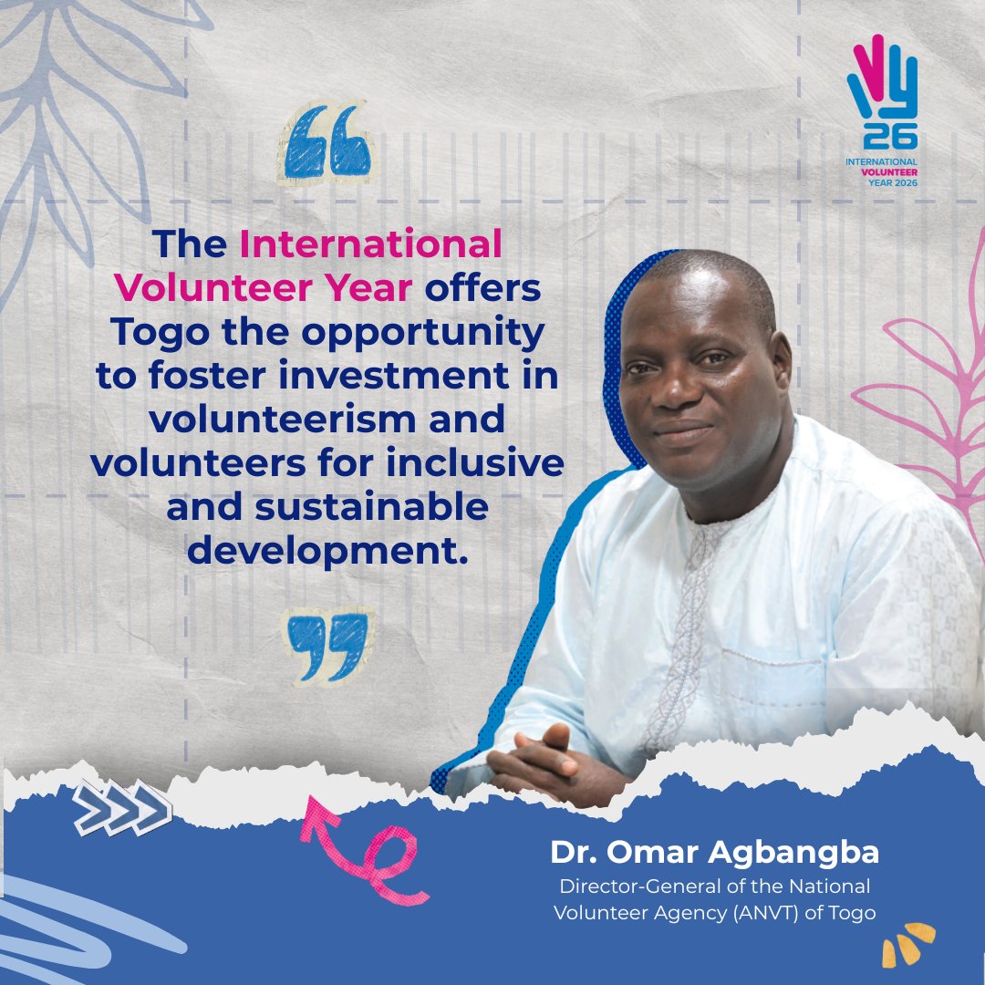 UNVolunteers's tweet photo. Togo 🇹🇬 is taking #IVY2026 forward by 

🔻improving how volunteer contributions are measured,
🔻 creating more opportunities to advocate for volunteerism
🔻 giving volunteers greater recognition

A stronger culture of volunteerism starts with making volunteering visible. https://t.co/OWnXDENWfT