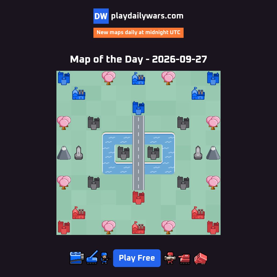 PlayDailyWars's tweet photo. MAP OF THE DAY — 2026-09-27

Play now: https://t.co/iWDFHfj2hH

Can you complete it in the fewest days and claim the top spot on the leaderboard?

#dailygames #dailywars https://t.co/JE92MC8YPy