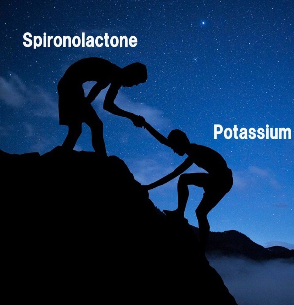 TrackYourHeart's tweet photo. SPIRONOLACTONE: HIGH-YIELD FACTS

A potassium-sparing steroidal mineralocorticoid receptor antagonist (MRA).

1. HEART FAILURE
In symptomatic heart failure, MRAs are recommended to reduce the risk of HF hospitalization and cardiovascular death.

For HFrEF, the evidence for spironolactone and eplerenone comes from major randomized trials.

2026 ESC target dose:
Spironolactone: 25-50 mg once daily.

A starting dose of 12.5 mg can be considered when kidney function or hyperkalaemia warrants caution.

2. RESISTANT HYPERTENSION

The 2024 ESC hypertension guideline recommends considering spironolactone as an add-on treatment when BP remains uncontrolled despite optimized triple therapy.

Usual dose:
25-50 mg/day.

For resistant hypertension, use is recommended when:
🔵 eGFR ≥30 mL/min/1.73 m²
🔴 K⁺ ≤4.5 mmol/L

Monitor potassium and kidney function after starting therapy.

3. THE MAJOR PROBLEM: HYPERKALAEMIA

Risk increases with:
🔸CKD
🔸ACE inhibitors
🔸ARBs
🔸ARNIs
🔸Other potassium-raising drugs

Spironolactone can also cause a reversible reduction in GFR, particularly in people with low kidney function.

4. ENDOCRINE ADVERSE EFFECTS

Because spironolactone is not highly selective for the mineralocorticoid receptor, it can cause:

⚪ Gynecomastia
⚪ Breast tenderness
⚪ Menstrual irregularities
⚪ Sexual adverse effects

Eplerenone is more selective and generally causes fewer anti-androgenic adverse effects.

5. SPIRONOLACTONE ≠ FINERENONE

Spironolactone is a steroidal MRA.

Finerenone is a non-steroidal MRA.

In T2D + CKD with albuminuria, KDIGO recommends considering a non-steroidal MRA with proven kidney/CV benefit when eGFR is >25 mL/min/1.73 m² and potassium is normal.

KEY TAKEAWAY:

Spironolactone can reduce important cardiovascular events in selected patients, but its use requires careful attention to potassium and kidney function.