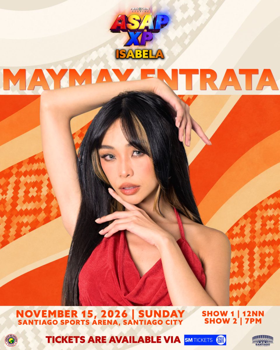 ASAPOfficial's tweet photo. Maymay paandar! Maymay pasabog! The one and only Amakabogera!

Yes, si MAYMAY ang isa sa mga aabangan niyong concert artists this November 15, 2026, on ASAP XP Isabela! 

Join Maymay and other exciting performers at the Santiago Sports Arena! It’s time to party with the rest of Cagayan Valley! Kaya wag kayong pahuhuli! 

Head over to SM Tickets now!

https://t.co/hsrdhfobi1

#ASAPXPIsabela
