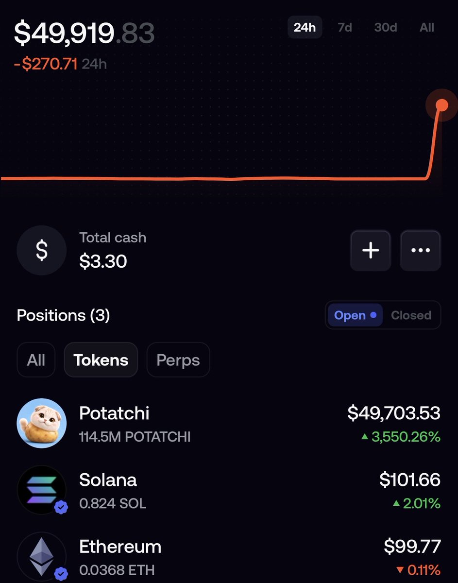 ruralvalidsnake's tweet photo. Road to #1 on Fomo with one position. $Potatchi. No flipping. No leaderboard games. Just holding what I built. 🥔

Everything stays on-chain and transparent. Let’s see how far this little potato can go. 

Can you help me @heypotatchi 💚🤝 https://t.co/APUNQJb7YV