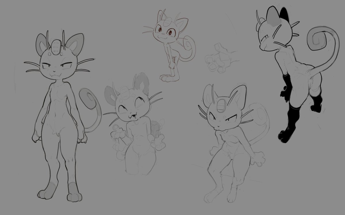 ellael_t's tweet photo. I think I miscalculated Meowth's anatomy this time. just a little https://t.co/3yhQ9d37jg
