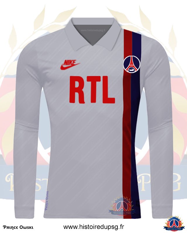 MaillotsPSG's tweet photo. Maillot du jour :

Il y a 37 ans, le #PSG éliminait les Finlandais du Kuusysi Lahti en Coupe de l’UEFA avec la version Europe du maillot domicile 1989-90.

1/2 https://t.co/jtZRoSj8Ik