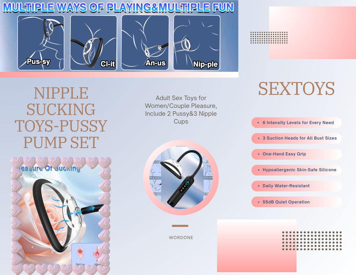 VossScar's tweet photo. Curious how powerful suction can feel on every sensitive spot? 🔥

This Wordone Nipple Sucking &amp; Pussy Pump Set comes with 6 intensity levels, 2 pussy cups + 3 nipple cups, quiet 55dB operation and skin-safe silicone. Perfect for solo or couples play.#ClitSucker #SexToysForWomen https://t.co/FqCFjX1vUF