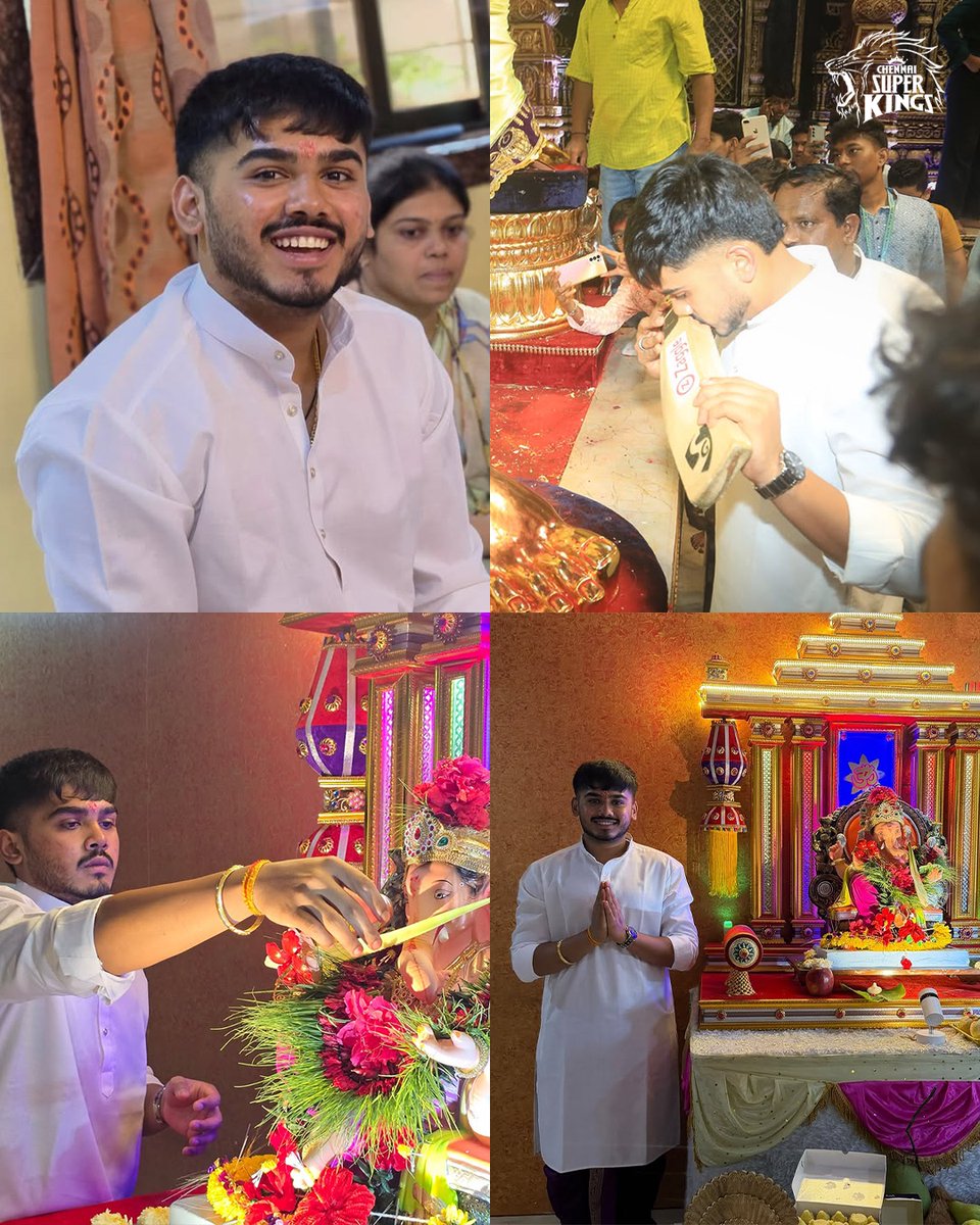 ChennaiIPL's tweet photo. Ganapati Bappa Morya! 🙏✨

#WhistlePodu
📸 : Ayush Mhatre https://t.co/oZyowRleiu
