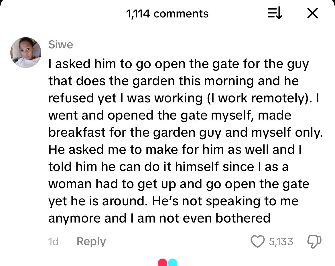 zynnitta_true's tweet photo. Marrying a selfish person is the worse and why is there a gardener ukhona wena, is this the 50/50 you want. https://t.co/FvHyvFvOXX