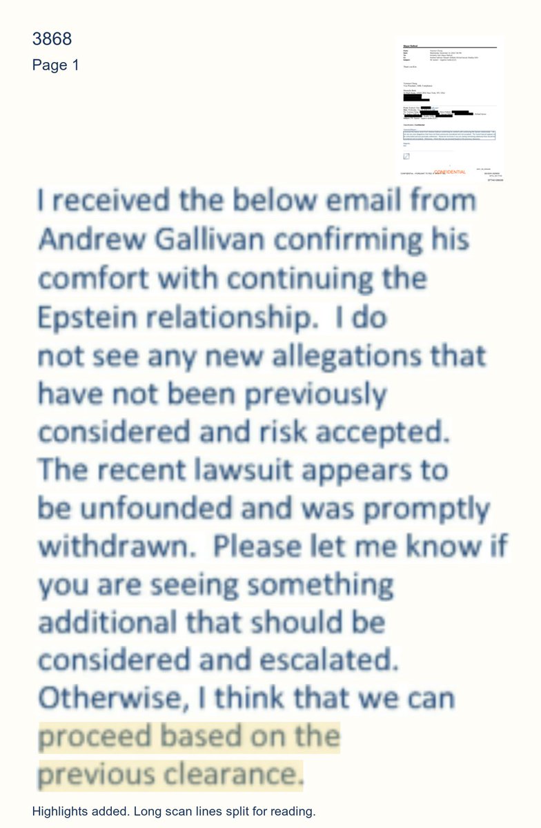 epsteinsearchin's tweet photo. In Nov. 2018, Deutsche Bank's Kimberly Hart wrote that a withdrawn Epstein lawsuit appeared unfounded. She saw no new allegations beyond risks already accepted, and thought the bank could proceed under prior clearance unless colleagues had more to escalate. https://t.co/WgFJzCscQb