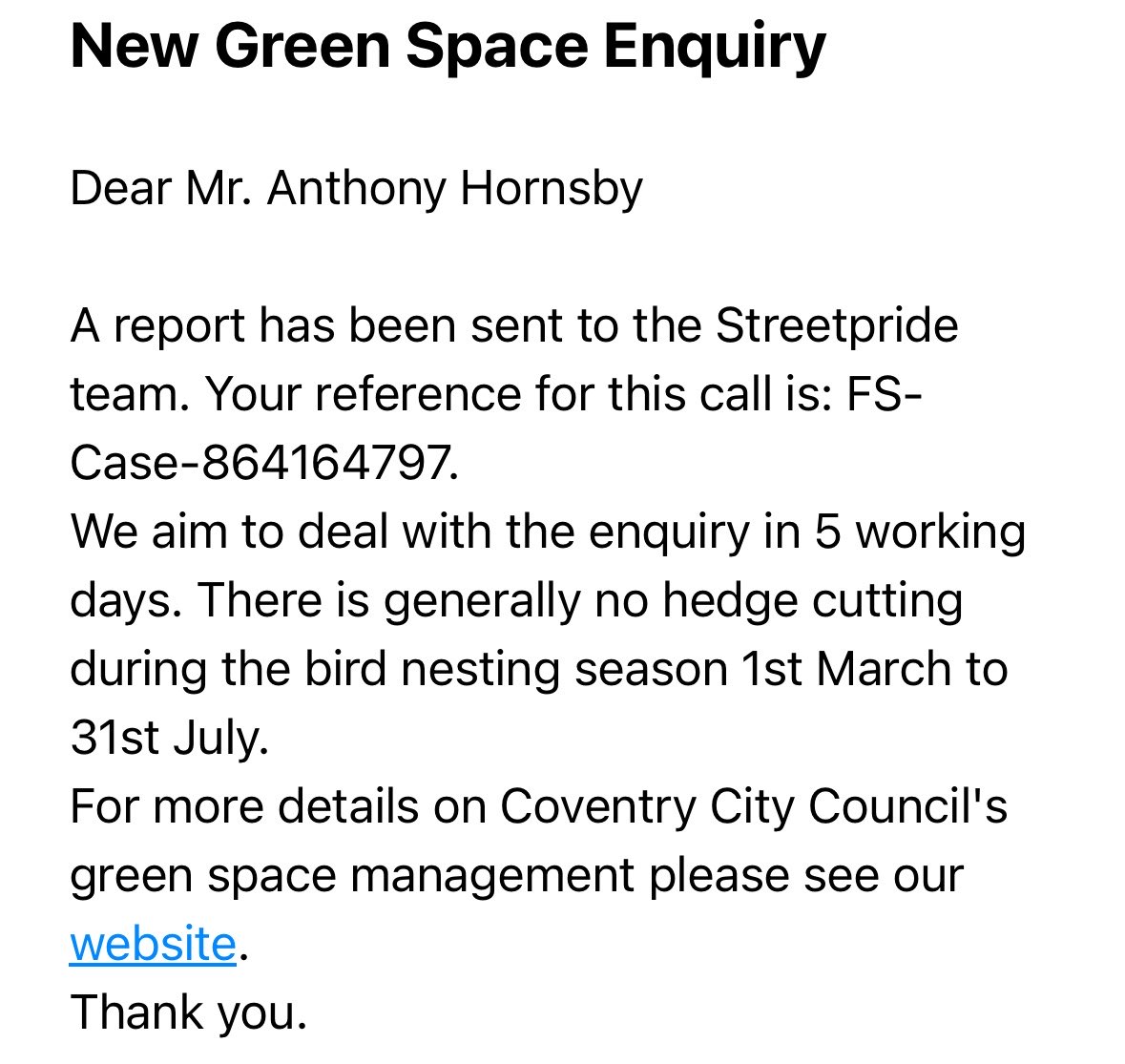 Anthony_Hornsby's tweet photo. FINALLY the bushes between the CBS &amp; the Tesco lights have been cut back allowing FULL use of the path!

Next time you walk along the A444 after a CCFC game, and notice for the first time in 10+ years it’s clear… remember you’re welcome.🤣👍🏻

Yes, I know I’m sad. 🙆🏻‍♂️ https://t.co/xsyPm5TXhf
