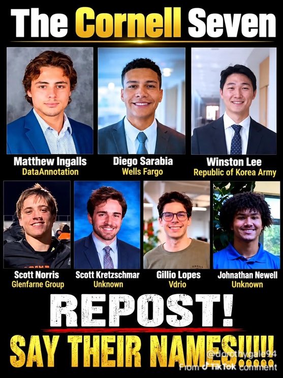 adamemedia1's tweet photo. These privileged frat bros gang graped a girl and invited others to join in.

The story was buried, only two were expelled (Cornell suspensions are for genocide protestors) and we are only hearing about it now because the victim is suing. 

Cornell protected them, the police protected them, the system protected them. 

This the Epstein class. This is how it’s bred.