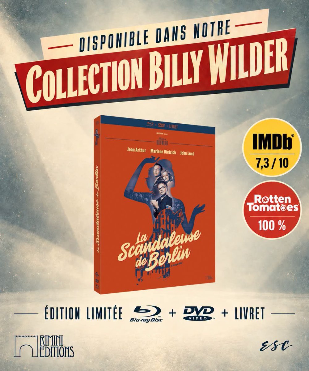 RiminiEditions's tweet photo. Il y a 2 ans sortait dans notre collection BILLY WILDER "LA SCANDALEUSE DE BERLIN" avec Jean ARTHUR & Marlene DIETRICH
👉 Derniers exemplaires disponibles !
#lascandaleusedeberlin #aforeignaffair #BillyWilder #JeanArthur #marlenedietrich https://t.co/ZYfrOeFV3I