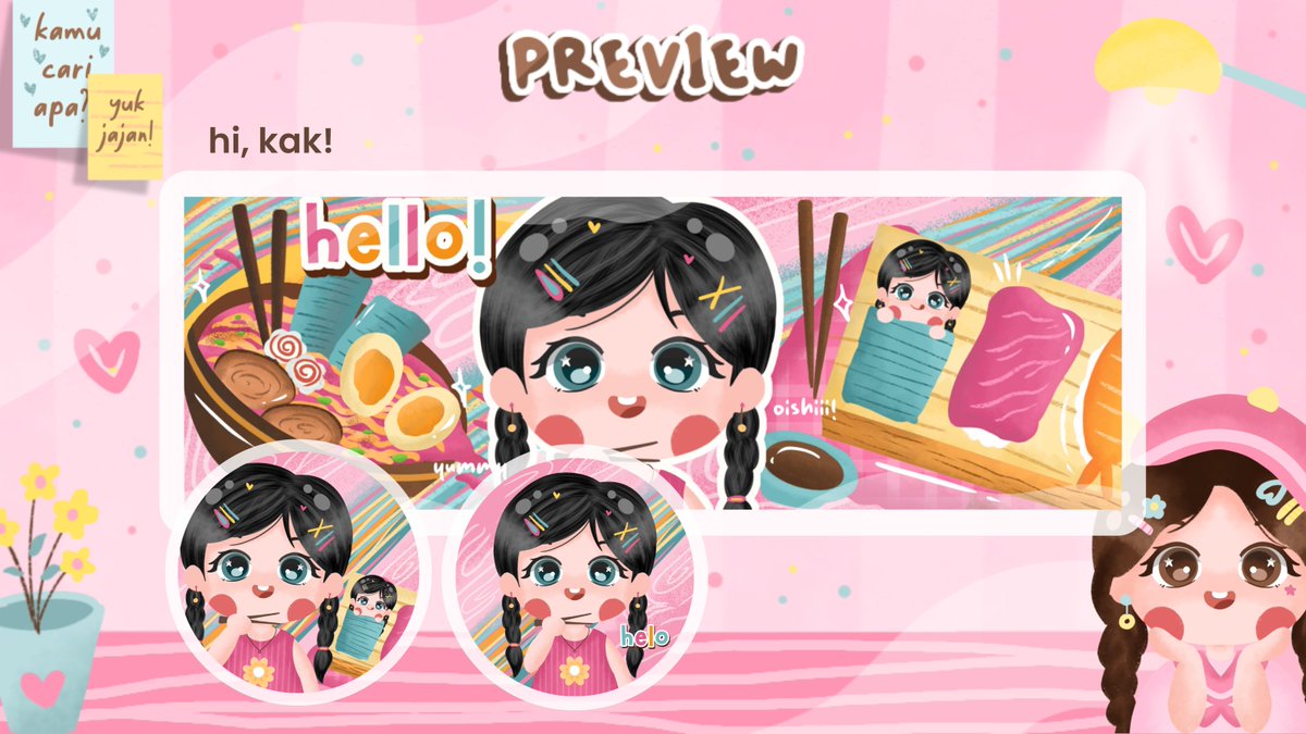 GrresShop's tweet photo. help ospek dan rt?

#OspekTime !

Hai haiii! Aku kembali dengan membawa anak baru buat layout chibi aku niih dengan code "Sushi Time" cocok bgt buat klian yg suka mam sushi dan ramen!!🍣🍜

untuk 3 layout yg dengan code di alt ufs yah dengan harga spesial 28K ajah!

#bealanja https://t.co/ztRmCweIaY