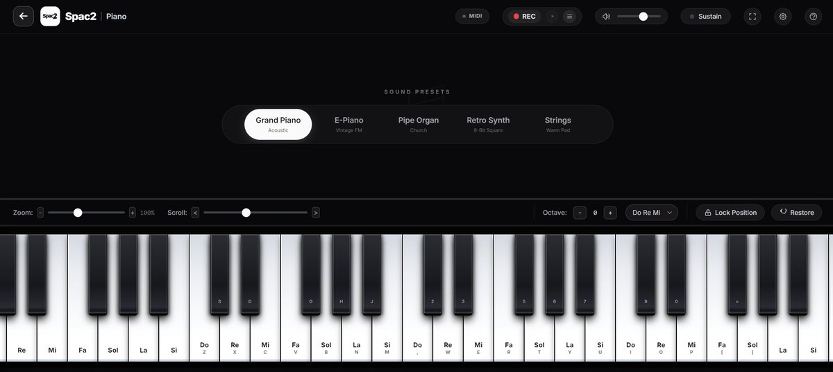 spac2com's tweet photo. Introducing Spac2 Piano: Virtual 88-Key Concert Studio & Synthesizer Engine
A deep dive into Spac2 Piano's standard 88-key physical layout, high-fidelity acoustic Salamander sampling, versatile multi-synth presets, Web MIDI plug-and-play, zoom lock, and studio recording suite. https://t.co/6G2i9pVWgx
