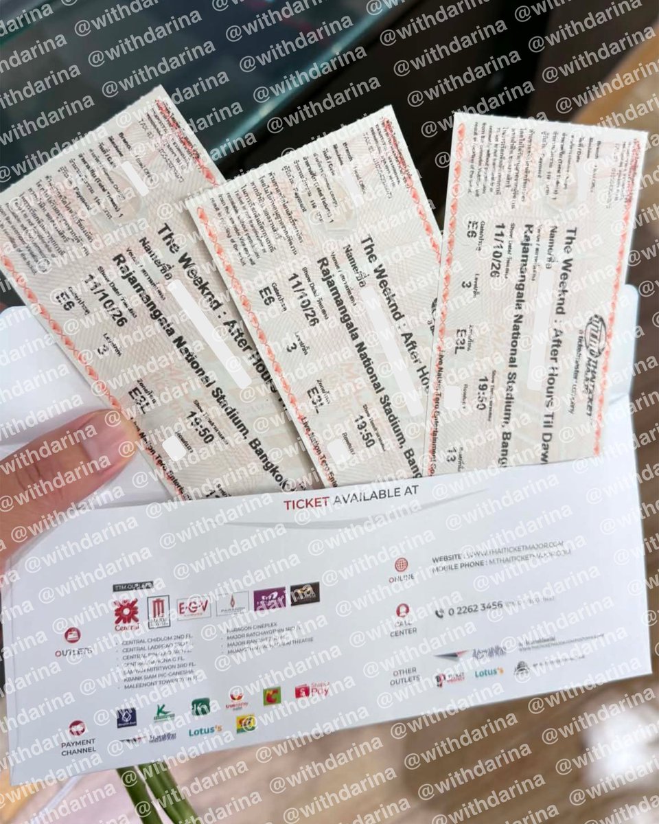 withdarina's tweet photo. หาแลกบัตรคอน 3 ใบใกล้ๆกัน วันที่ 12 / 13 ต.ค. ก็ได้ค่ะ 🙌🏻 
บัตรเราเองวันที่ 11/10/69 
โซน : E3L 
แถว : FF (2 ใบ) / แถว : EE 13 (1ใบ)
🚨ใครสนใจซื้อทักมาได้เลยค่ะ
นัดรับ MRT 💙ได้ทุกสถานี /อยุธยา,สระบุรี,ฟิวเจอร์รังสิตได้ค่ะ

#AfterHoursTilDawnTourBKK
#TheWeekndLiveInBKK
#Theweeknd https://t.co/OVdPkYpTz5