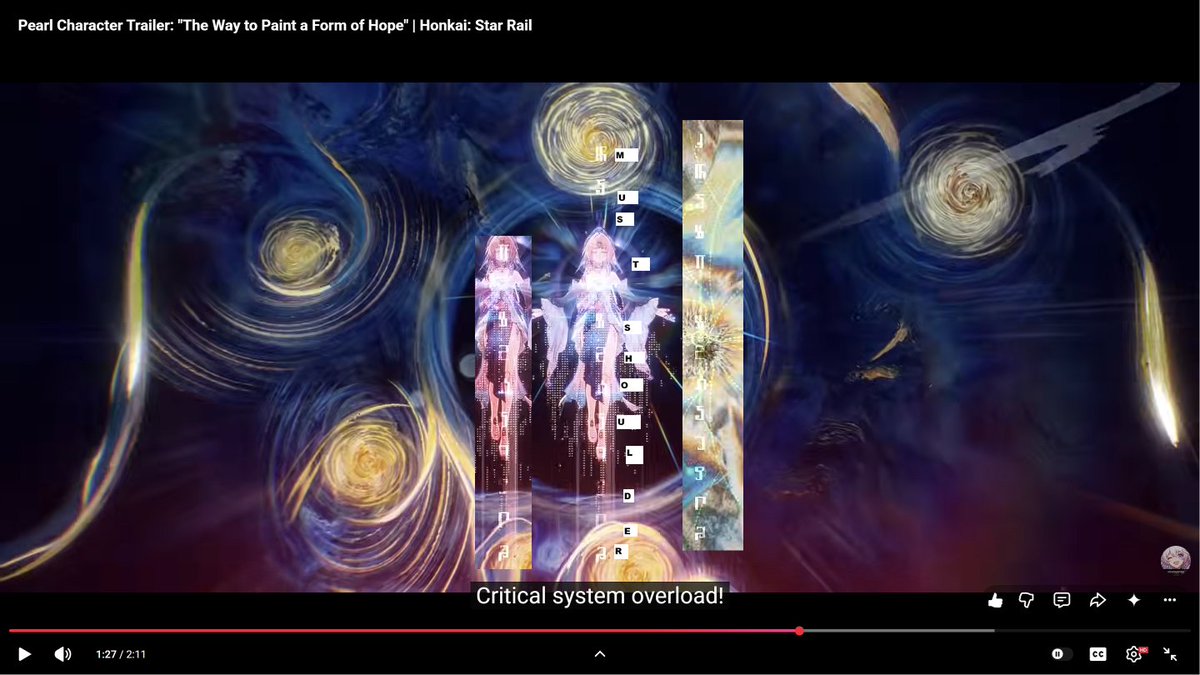 synonyms26's tweet photo. The script hidden in her power-up segment with Starry Night is MUST PROTECT. In that segment, she was being eaten by a red effect before the system called overload. The same script appears in the Oroboros mouth painting she has always had in her office behind her back. https://t.co/0YgLCtiCpP