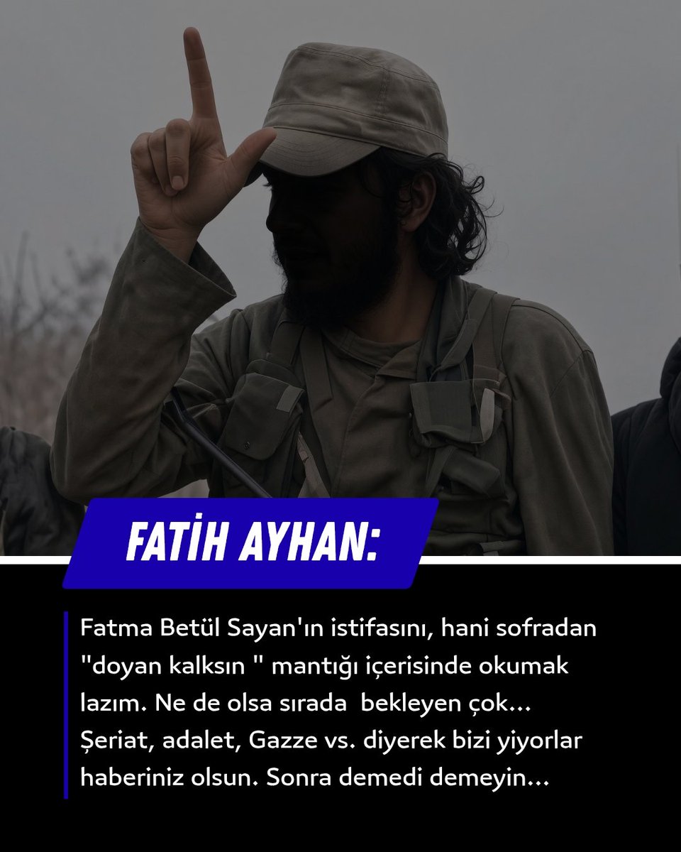 ibda_objektif's tweet photo. 🔴 Fatih Ayhan: Fatma Betül Sayan'ın istifasını, hani "sofradan doyan kalksın" mantığı içerisinde okumak lazım. https://t.co/wztxfPk5wZ