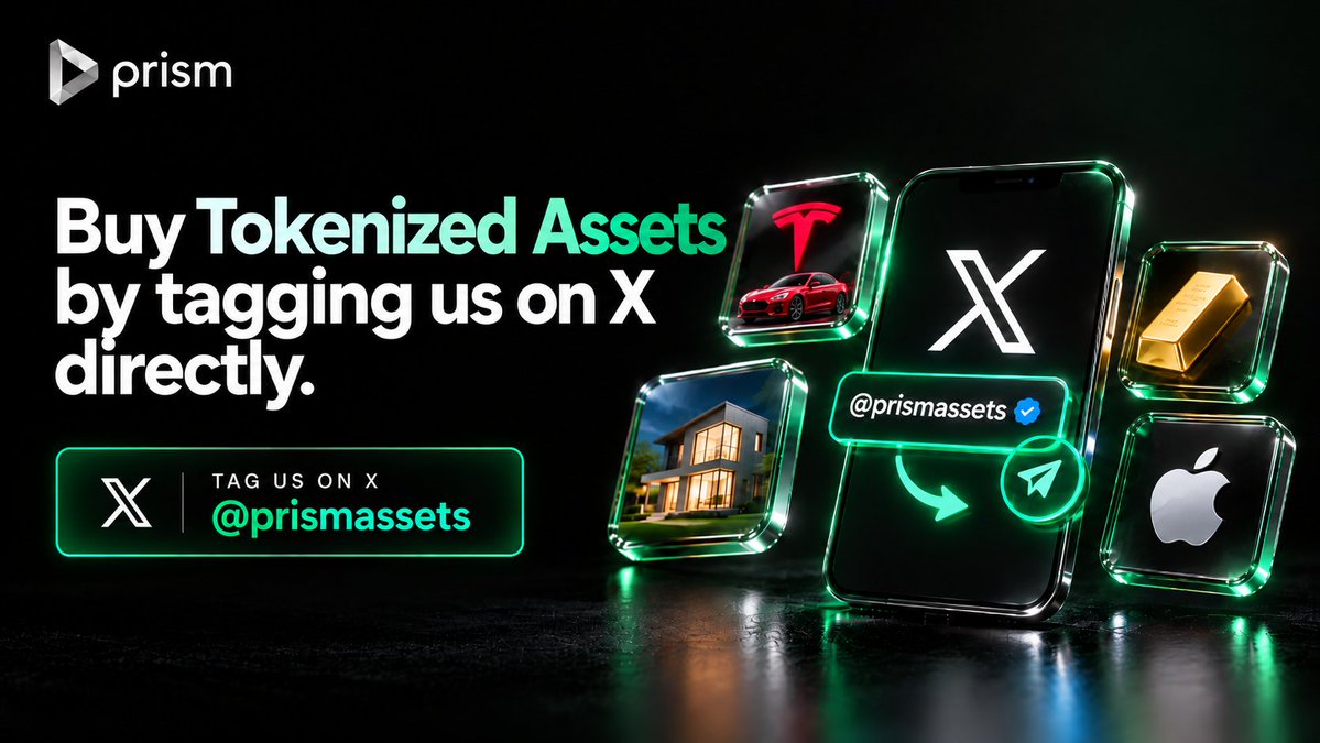 prismassets's tweet photo. Prism automated X bot is now live.

Get easy access to tokenized assets and trade them directly by tagging us on X.

RWA trading, made simple and easy with Prism. https://t.co/9VP8Z2mwRW